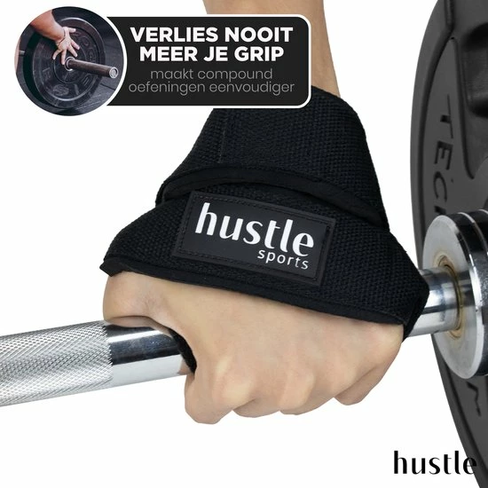 Korting ???? Hustle - Zwarte Figure 8 Straps - Met Padding - Lifting Grips/Hooks/Straps - Maat M/L - 1 Paar ✨ 4 Korting ???? Hustle - Zwarte Figure 8 Straps - Met Padding - Lifting Grips/Hooks/Straps - Maat M/L - 1 Paar ✨ - Afbeelding 2