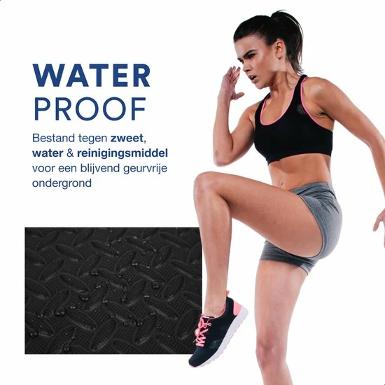 Goedkoop ???? VE Goods Sport Puzzelmat - Fitnessmat - 6 Stuks Van 60x60x1,2cm - Sportmat Met Antislip - Yogamat - Geluidabsorberend EVA - Totaal 180x120cm - 2,16m² - Zwart ???? 4 Goedkoop ???? VE Goods Sport Puzzelmat - Fitnessmat - 6 Stuks Van 60x60x1,2cm - Sportmat Met Antislip - Yogamat - Geluidabsorberend EVA - Totaal 180x120cm - 2,16m² - Zwart ???? - Afbeelding 2