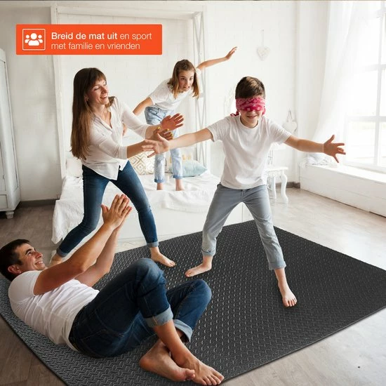 Goedkoop ???? VE Goods Sport Puzzelmat - Fitnessmat - 6 Stuks Van 60x60x1,2cm - Sportmat Met Antislip - Yogamat - Geluidabsorberend EVA - Totaal 180x120cm - 2,16m² - Zwart ???? 5 Goedkoop ???? VE Goods Sport Puzzelmat - Fitnessmat - 6 Stuks Van 60x60x1,2cm - Sportmat Met Antislip - Yogamat - Geluidabsorberend EVA - Totaal 180x120cm - 2,16m² - Zwart ???? - Afbeelding 3