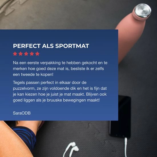 Goedkoop ???? VE Goods Sport Puzzelmat - Fitnessmat - 6 Stuks Van 60x60x1,2cm - Sportmat Met Antislip - Yogamat - Geluidabsorberend EVA - Totaal 180x120cm - 2,16m² - Zwart ???? 10 Goedkoop ???? VE Goods Sport Puzzelmat - Fitnessmat - 6 Stuks Van 60x60x1,2cm - Sportmat Met Antislip - Yogamat - Geluidabsorberend EVA - Totaal 180x120cm - 2,16m² - Zwart ???? - Afbeelding 8