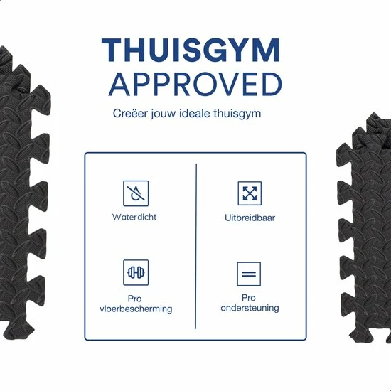Goedkoop ???? VE Goods Sport Puzzelmat - Fitnessmat - 6 Stuks Van 60x60x1,2cm - Sportmat Met Antislip - Yogamat - Geluidabsorberend EVA - Totaal 180x120cm - 2,16m² - Zwart ???? 14 Goedkoop ???? VE Goods Sport Puzzelmat - Fitnessmat - 6 Stuks Van 60x60x1,2cm - Sportmat Met Antislip - Yogamat - Geluidabsorberend EVA - Totaal 180x120cm - 2,16m² - Zwart ???? - Afbeelding 12