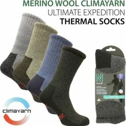 Flash-uitverkoop ???? Norfolk - Wandelsokken - Ultieme Volledig Dempende Thermische Climayarn Expeditiesokken - Bruin - 43-46 - Nasuh ????