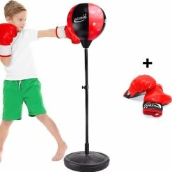 Goedkoopste ???? Zoluko Boksbal Op Voet Voor Kinderen - Inclusief Bokshandschoenen En Opblaaspompje - Bokstrainer - Verstelbaar In Hoogte - Voor Binnen En Buiten - Boksbal Op Standaard - Reflexbal - Boksbal Staand - Boksen - Zwart/Rood ✨