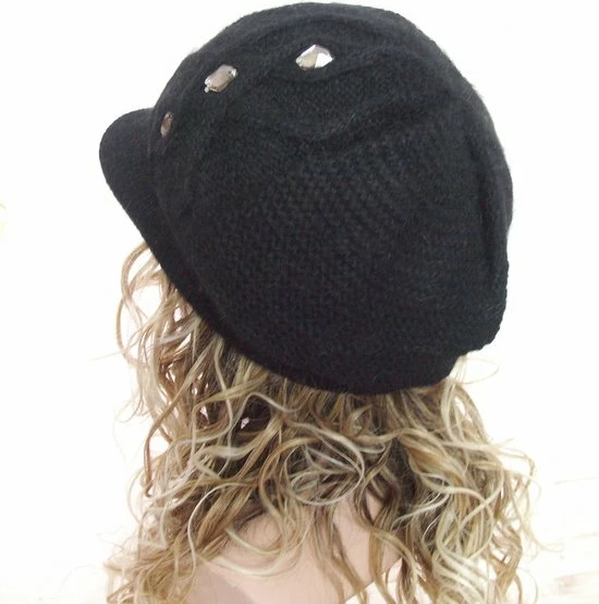 Groothandel ❤️ Kanaan Dames Muts Winterpet Met Kort Klepje Met Strass Stenen Kleur Zwart Maat One Size ???? 5 Groothandel ❤️ Kanaan Dames Muts Winterpet Met Kort Klepje Met Strass Stenen Kleur Zwart Maat One Size ???? - Afbeelding 3