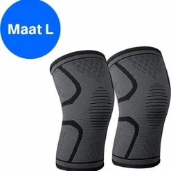 Uitgang ???? WG Commerce ® Compressie Knie Brace - Knie Bandage - Knie Verband - Elastische Bandage - Band - Strap - Sleeve - Kousen - Warmers - Blessures - Sport Ondersteuning - Knee Support - Vrouwen - Mannen - Maat: L - 1 Stuk - Zwart ????