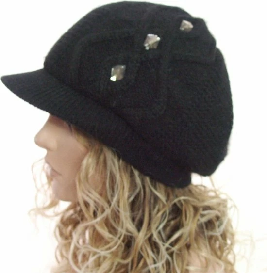 Groothandel ❤️ Kanaan Dames Muts Winterpet Met Kort Klepje Met Strass Stenen Kleur Zwart Maat One Size ???? 4 Groothandel ❤️ Kanaan Dames Muts Winterpet Met Kort Klepje Met Strass Stenen Kleur Zwart Maat One Size ???? - Afbeelding 2