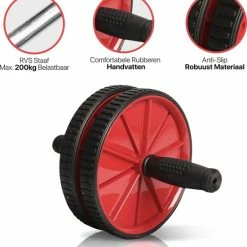 Goedkoop ???? VE Goods Ab Wheel Incl. Kniematje - Dubbel Buikspierwiel - Ab Roller Wheel - Ab Trainer - Trainingswiel - Rood ???? -XXL Nutrition-winkel 550x587 8