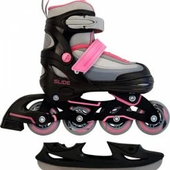Aanbiedingen ✔️ AMIGO Slide 2-in-1 Skates - Voor Meisjes - Zwart/Roze - Maat 34-37 ????