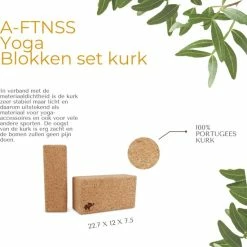 Beste deal ???? 100% Portugees Kurk | Yoga Blokken Set Kurk | A-FTNSS | 2 Kurk Yoga Blokken (22.7x12x7.5 Cm) + Gratis Yoga Riem | Yoga Blocks ???? -XXL Nutrition-winkel 550x594 1