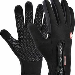 Promo ???? LuxeRoyal Fietshandschoenen Winter - Sport Handschoenen Met Rits - Touchscreen Telefoon - Anti Slip Gloves - Heren / Dames - Maat XXL - Zwart - Sinterklaas Cadeau - Kerst Cadeautje - Black Friday 2022 Deals ????