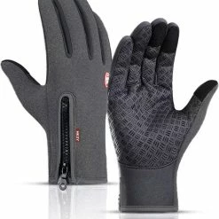 Korting ✔️ LuxeRoyal Fietshandschoenen Winter - Sport Handschoenen Met Rits - Touchscreen Telefoon - Anti Slip Gloves - Heren / Dames - Maat M - Donker Grijs ✔️