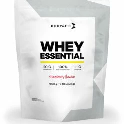 Kopen ???? Body & Fit Whey Essential - Eiwitshake Aardbei - Proteine Poeder - Whey Protein - 40 Shakes (1000 Gram) ✔️