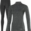 Beste Verkoop ⌛ HEAT KEEPER Heatkeeper Thermoset Dames Premium Techno - Thermoshirt Met Lange Mouwen En Legging - Zwart Melange - TOGwaarde 2.8 - Thermisch Isolerend ???? Shirt En Legging - Maat M ???? -XXL Nutrition-winkel 550x650 5