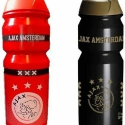 Coupon ✨ AFC Ajax Ajax Bidons Set Van 2 Rood En Zwart - Ajax Voetbal - Ajax Amsterdam - Ajax Drinkfles- ❤️