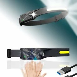 Beste deal ???? K-NATICS LED Hoofdlamp - USB-C Oplaadbaar - Bewegingssensor - 230 Graden En 5 Lichtstanden - Extra Licht (80 Gram) - Waterdicht - 2 Jaar Garantie! ⌛
